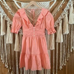 WAYF Light Pink Ruffled Bow Mini Dress Size XS